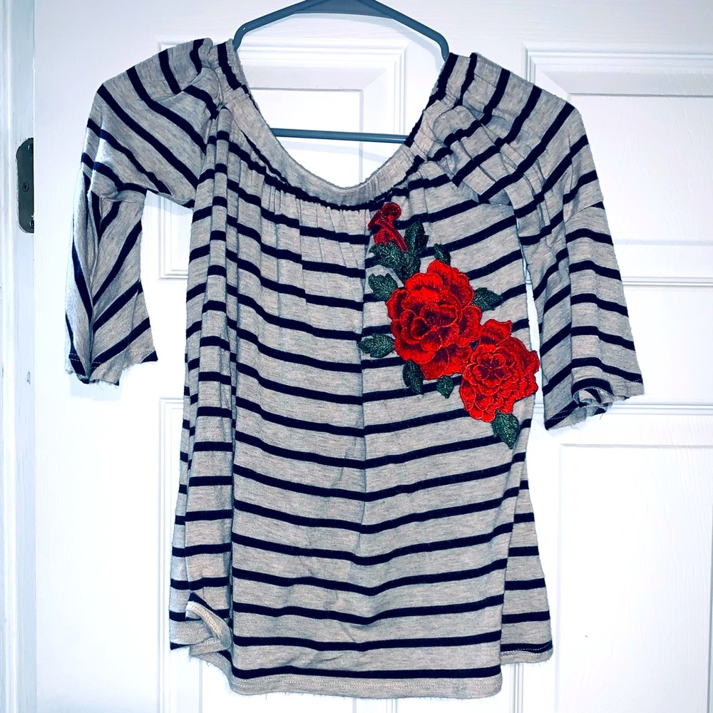 Size small stripe/floral blouse